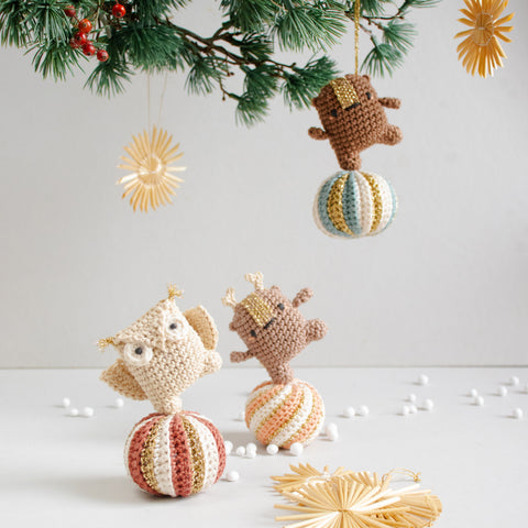 Amigurumi Häkelanleitung . Tanzende Tiere Weihnachtkugeln