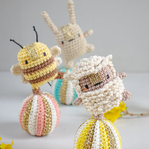 Amigurumi Crochet Kit . Dancing Animals Easter Ornaments