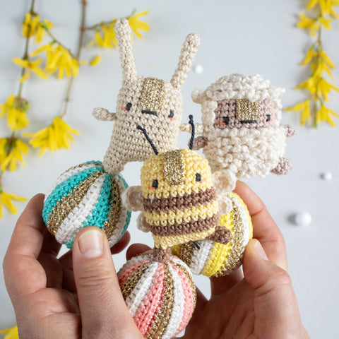 Amigurumi Crochet Kit . Dancing Animals Easter Ornaments