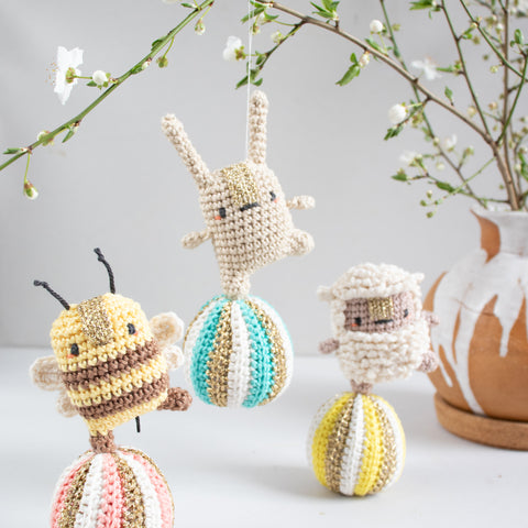 Amigurumi Crochet Kit . Dancing Animals Easter Ornaments