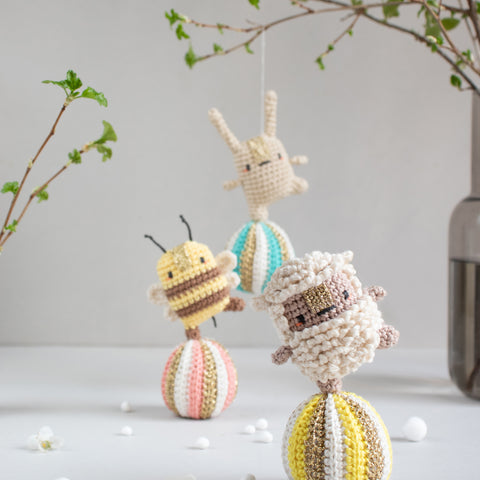 Amigurumi Crochet Kit . Dancing Animals Easter Ornaments