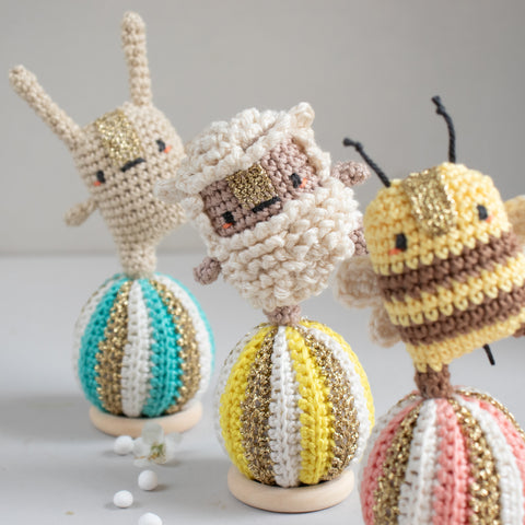 Amigurumi Crochet Kit . Dancing Animals Easter Ornaments