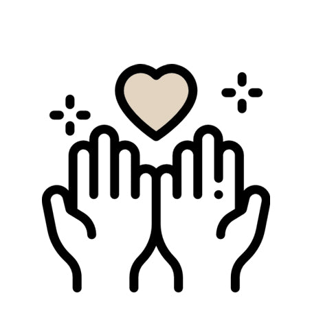 illustration of two hands with palms facing up with a heart floating above