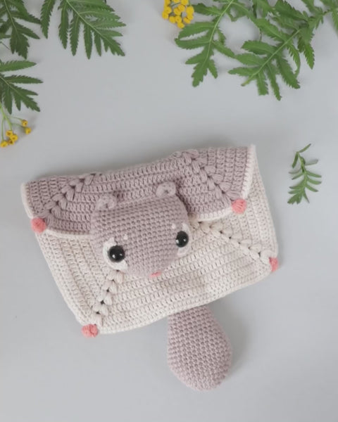 Crochet Kit . Hazel the Flying Squirrel - Snuggler / Baby Lovey