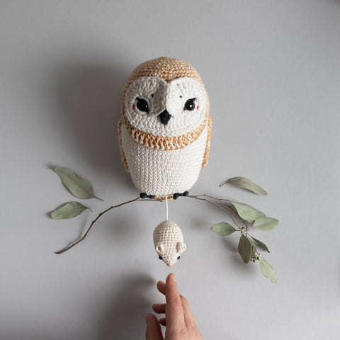 Crochet kit . Barn Owl Olivia . Musical toy