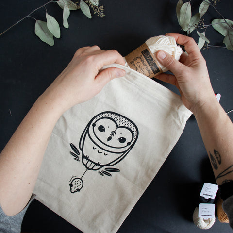 Cotton Bag . Barn Owl