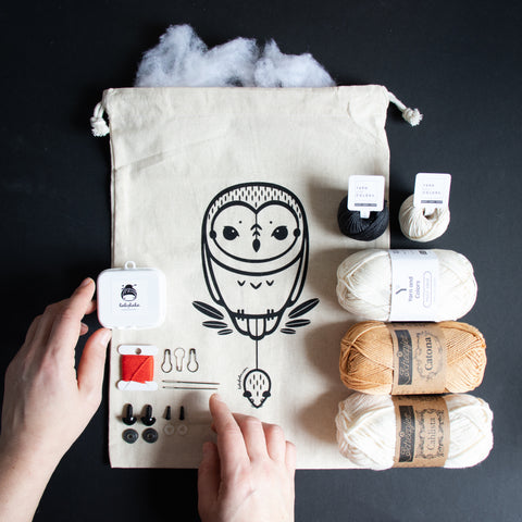 Crochet kit . Barn Owl Olivia . Musical toy