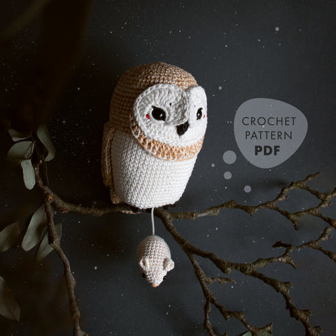 Crochet pattern . Barn Owl Olivia . Musical toy