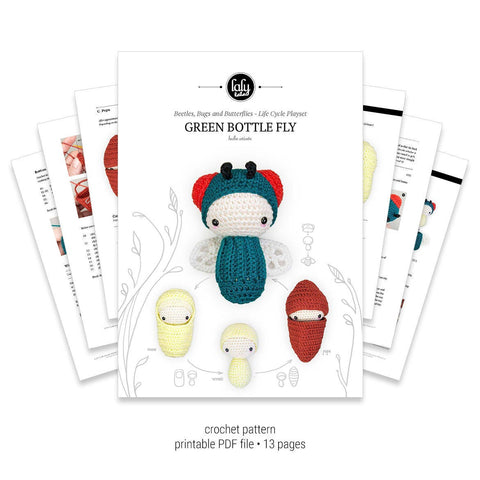 Amigurumi Crochet Pattern . Green Bottle Fly Lifecycle