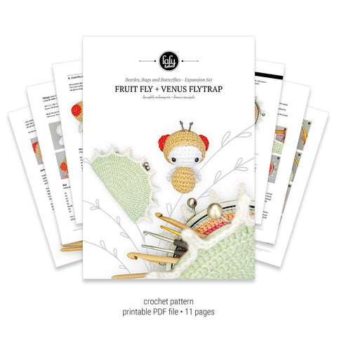Crochet Pattern . Venus Flytrap Purse & Fruit Fly Amigurumi