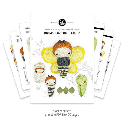 Amigurumi Crochet Pattern . Brimstone Butterfly Lifecycle