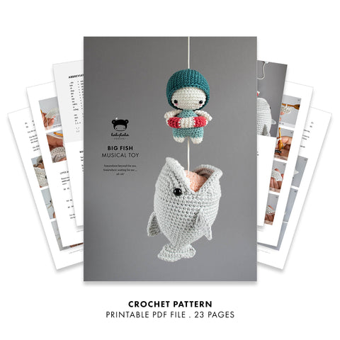 Patron au Crochet . Gros Poisson . Jouet Musical
