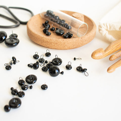 Glass Toy Eyes . Black