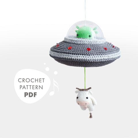 Crochet Pattern . Flying Saucer . Musical Toy
