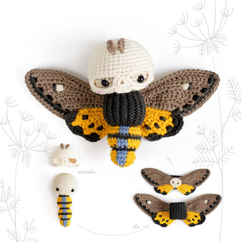 Amigurumi Crochet Pattern . Death's Head Hawk Moth