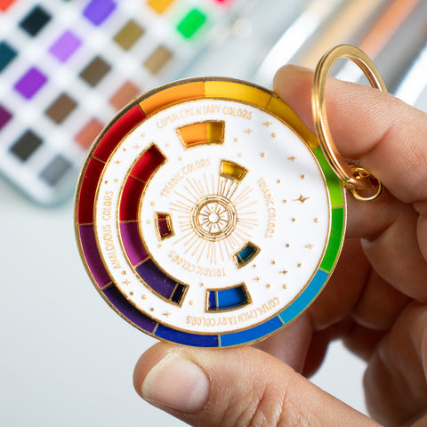 Spinning Color Wheel . Enamel Keychain