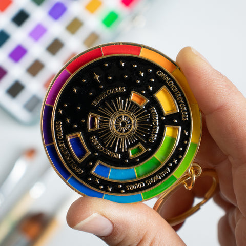 Spinning Color Wheel . Enamel Keychain