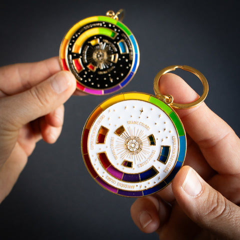 Spinning Color Wheel . Enamel Keychain