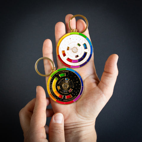 Spinning Color Wheel . Enamel Keychain