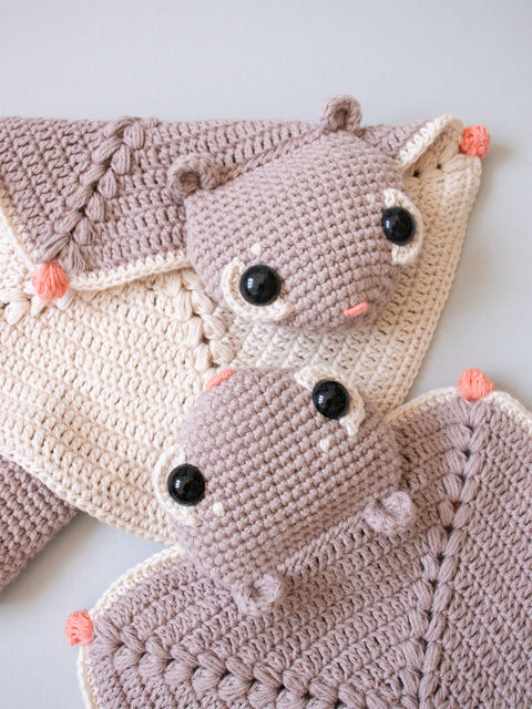 Patron au Crochet . Hazel L’Écureuil Volant - Doudou à Câliner