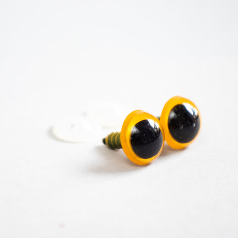 Safety Toy Eyes . Yellow . 14mm, 30mm