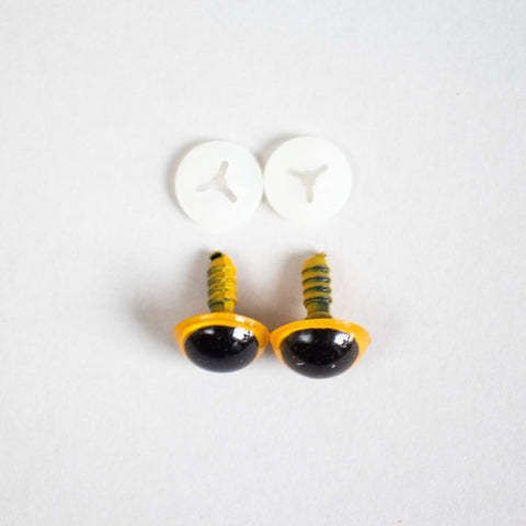 Safety Toy Eyes . Yellow . 14mm, 30mm