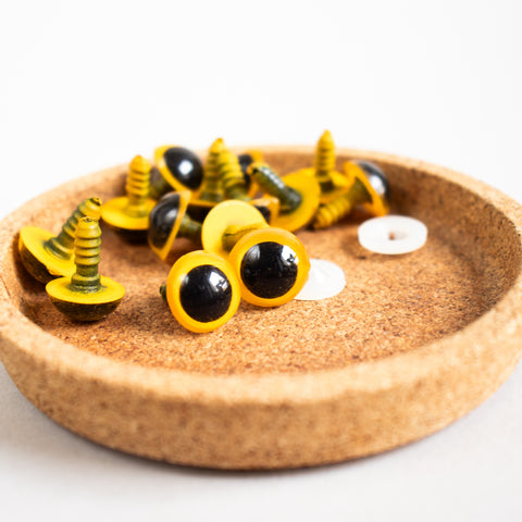 Safety Toy Eyes . Yellow . 14mm, 30mm