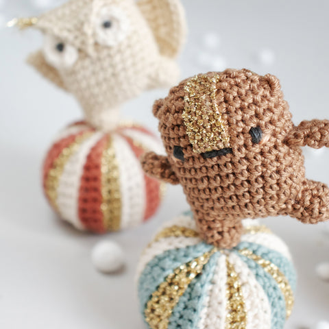 Amigurumi Crochet Kit . Dancing Animals Christmas Ornaments