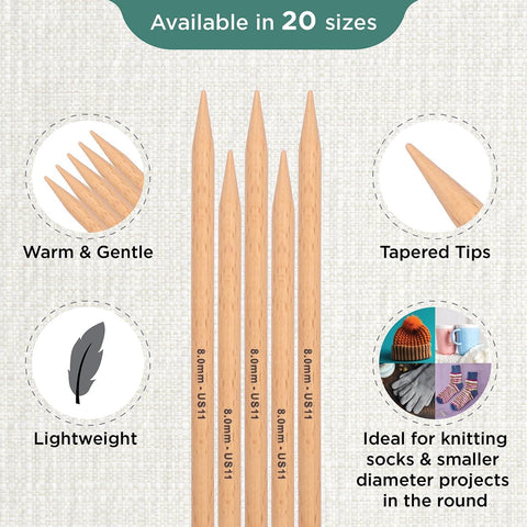 KnitPro. Aiguilles à tricoter doubles DPN . Basix Beech