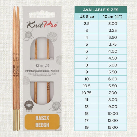 KnitPro. Embouts interchangeables pour aiguilles à tricoter . Basix Beech