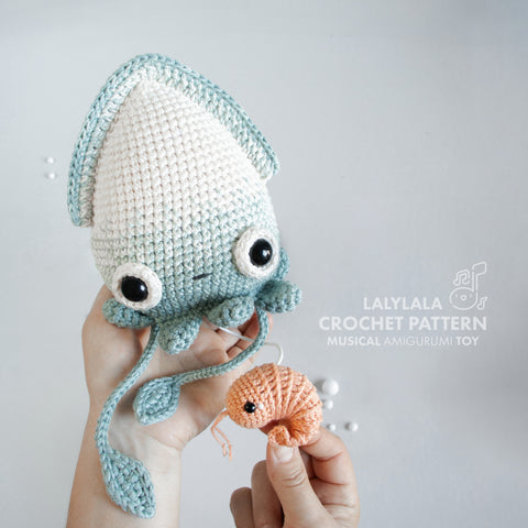 Crochet Pattern . Squid Seamus . Musical Toy