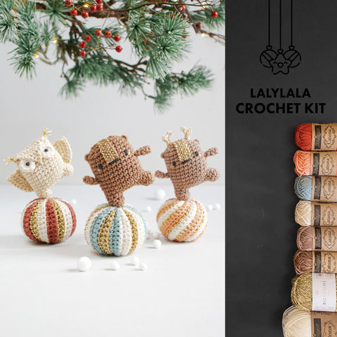 Amigurumi Crochet Kit . Dancing Animals Christmas Ornaments