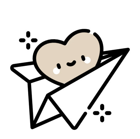 an illustration of a smiling heart flying on a paper plane