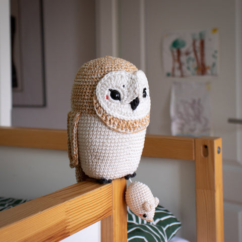 Crochet kit . Barn Owl Olivia . Musical toy