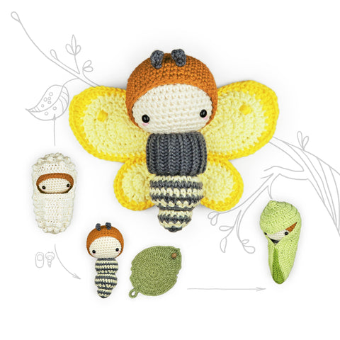 Amigurumi Crochet Pattern . Brimstone Butterfly Lifecycle