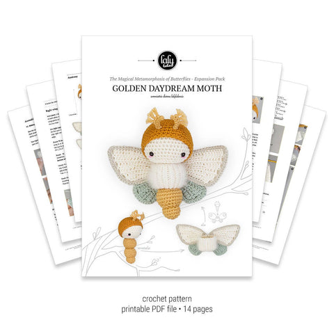 Amigurumi Crochet Pattern . Golden Daydream Moth