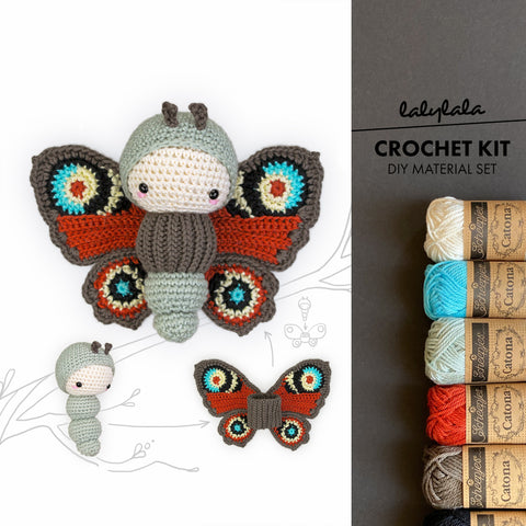 Amigurumi Crochet Kit . Peacock Butterfly