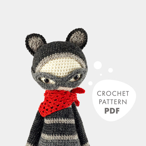 Amigurumi Crochet Pattern . Roco the Raccoon